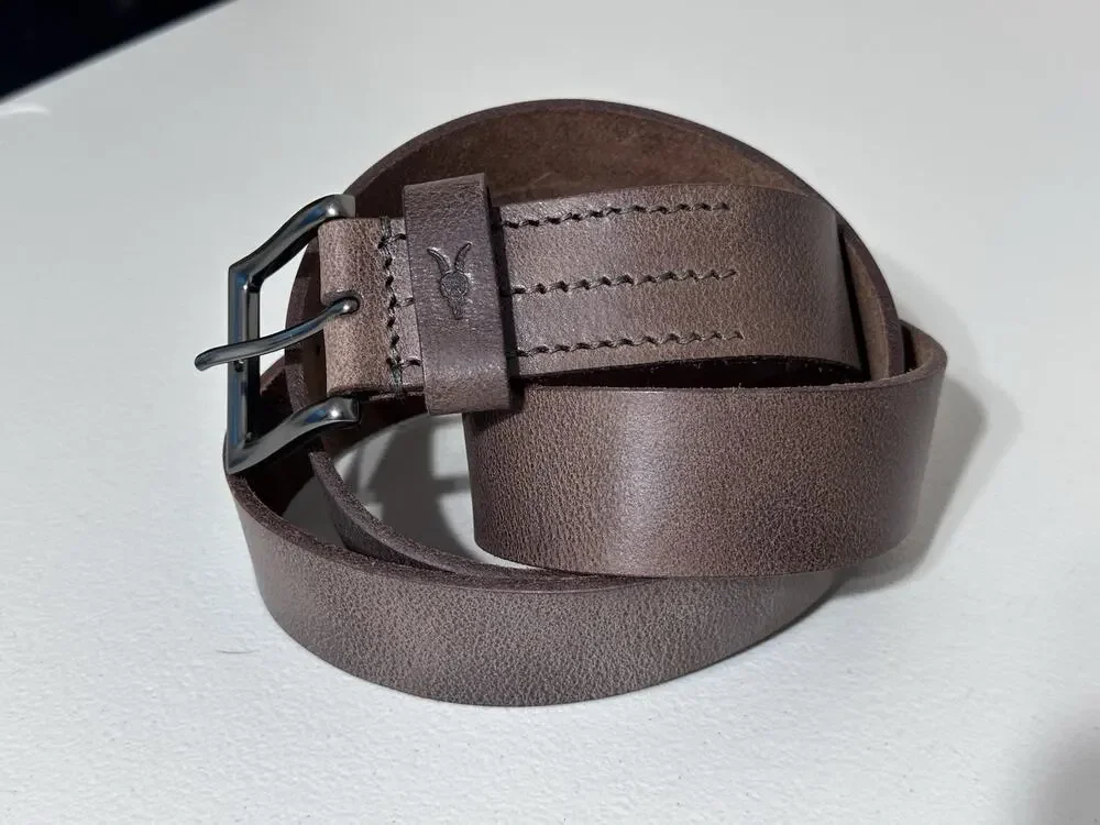 All Saints Men’s Brown Leather Belt Size 40 Ramskull